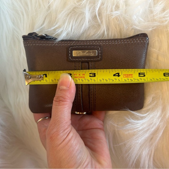 Kate Landry Brown Leather Coin Keychain Wallet Pouch S - Picture 8 of 9